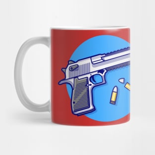 Pistol Gun with Bullets Cartoon Vector Icon Illustration Mug